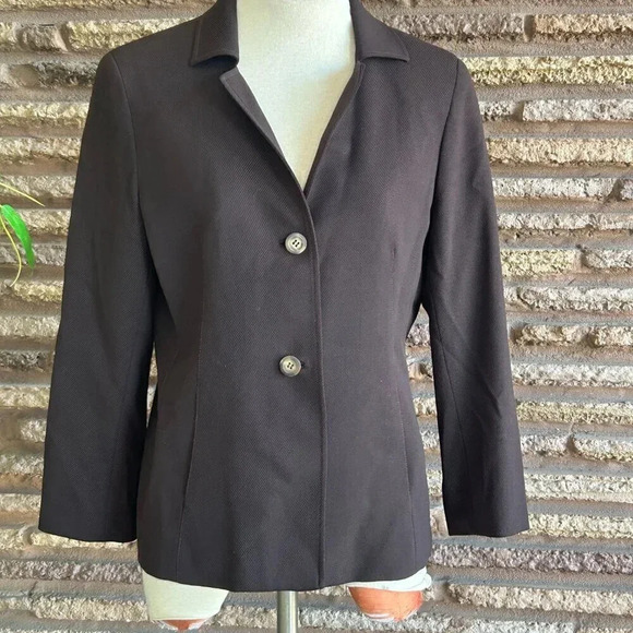 Doncaster Brown Stretch Wool Blazer Jacket Size 12 Petite - Picture 6 of 6